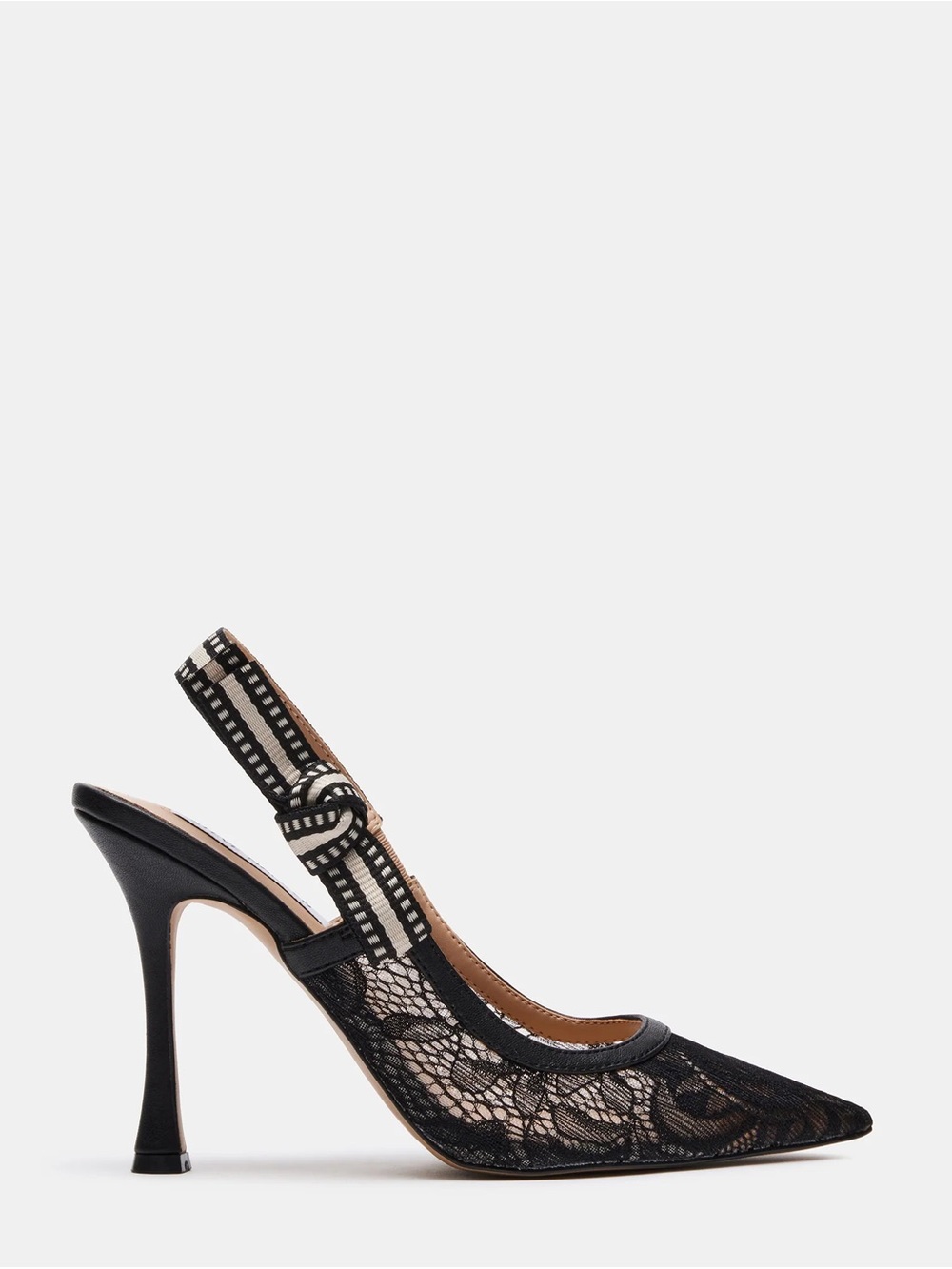 Bri Black Lace Slingback Heels